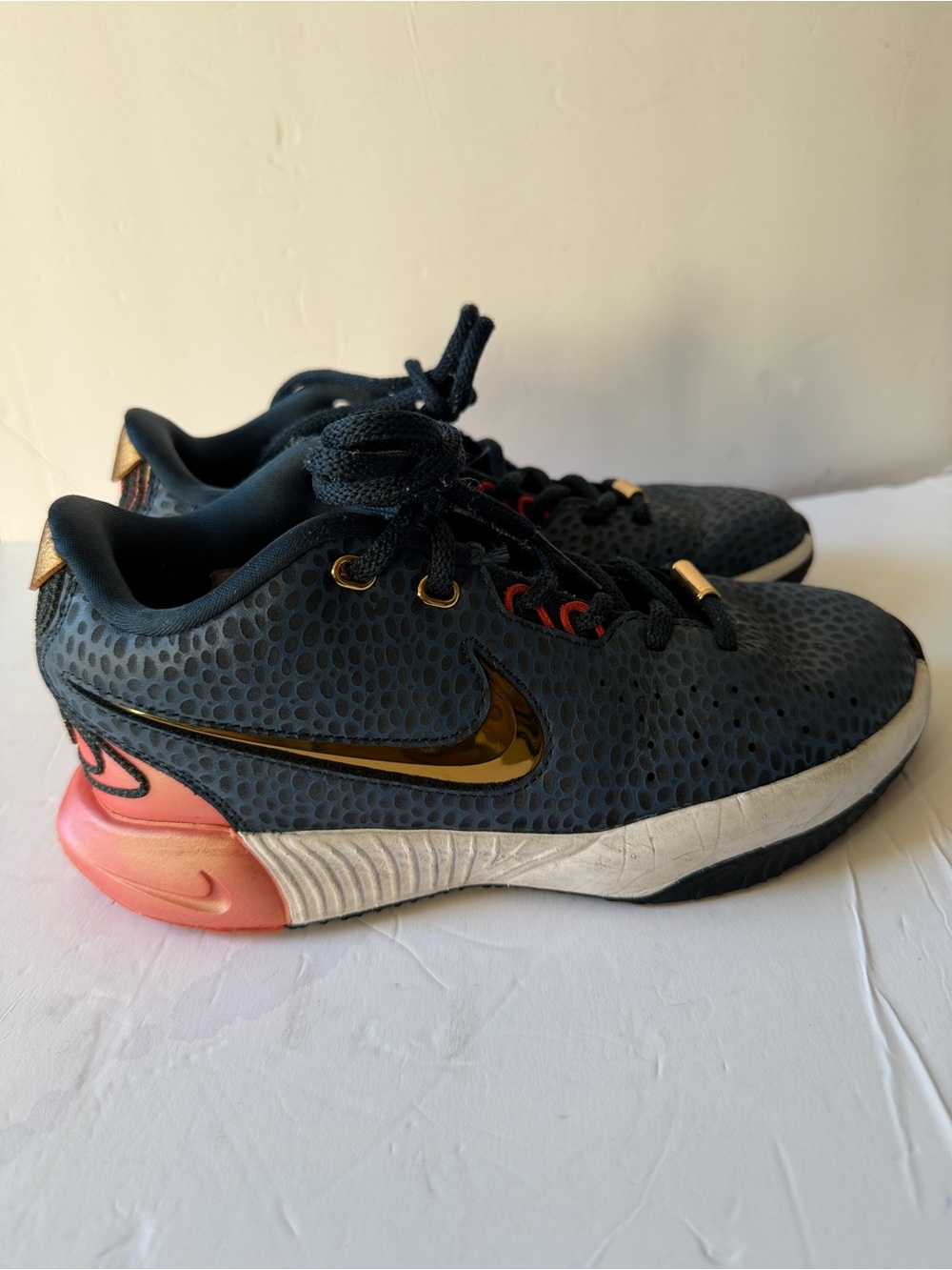 Nike Kids Navy with Pink and Gold Accent Sneakers